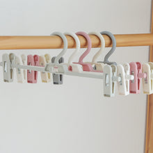 Load image into Gallery viewer, 10PCS Trouser Pants Skirt Hangers Antiskid Drying Rack With 2 Clips Home Storage Clothes Hangers Plastic Pants Clip Hangers Hot
